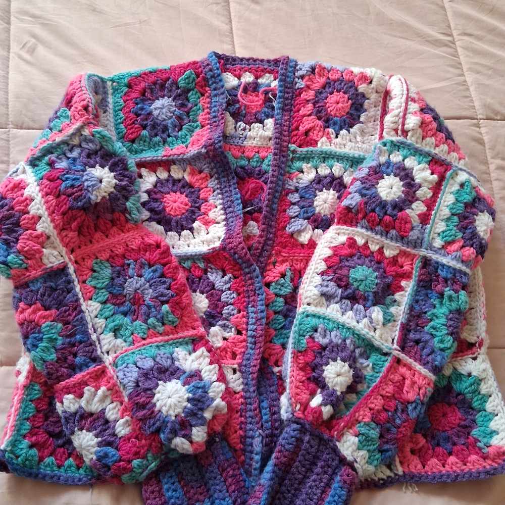 Vibrant Crochet Patchwork Jacket NWT - image 2